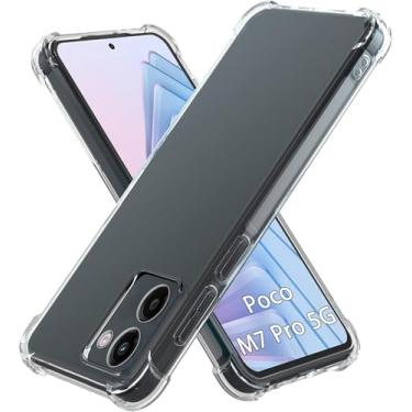 Imagem de USTIYA Capa para Xiaomi Poco M7 Pro 5G Uso Resistente, Bumper Absorção Choques em TPU Transparente Protector Câmera Espessamento nas Quatro Pontas da Carcasa