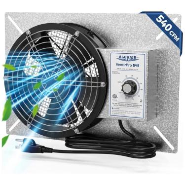 Imagem de Ventilador de Parede de Grau IP55 com Termostato e Umidistato para Ambientes Amplos, 115V, ALORAIR, Prata