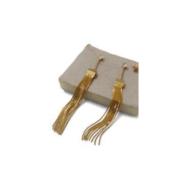 Imagem de Biana Brinco Franja Com Zircônias Banhado Ouro 18k