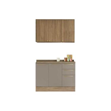 Imagem de Cozinha Modulada Completa Botanic 3 Peças (1Aéreo+1Balcão+1Complemento) C3P15 Nogueira/Fendi - Kappesberg