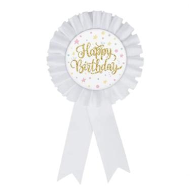 Imagem de Fita It's My Birthday Ribbon, fita de aniversário da rainha, tecido de cetim, alfinete de crachá de placa de flandres de feliz aniversário para mulheres, homens, meninas, meninos, broche de roseta de prêmio, decorações de festa, Acrílico, Sem pedras preciosas