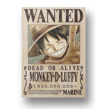 Imagem de Placa de metal Decoração Cartaz de Procurado Luffy One Piece - ocamelo