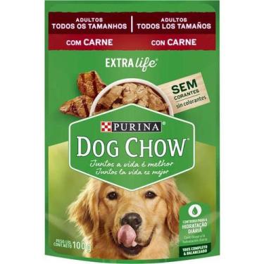 Imagem de Kit com 15 unidades - Ração úmida Dog Chow Sachê Carne Para Cães Adult