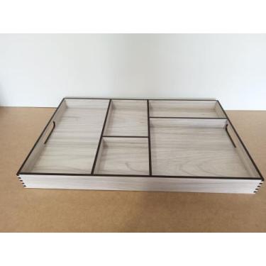 Imagem de Bandeja com divisórias organizadora madeira 60x37cm - Fábrica de Utili