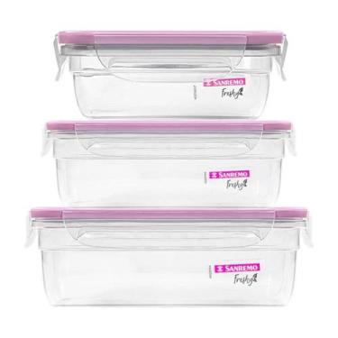 Imagem de Vasilhas Plásticas C Tampa Jogo 3 Potes Herméticos Açaí Roxo - Sanremo