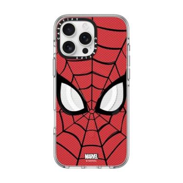 Imagem de CASETiFY Capa transparente para iPhone 16 Pro Max [Homem-Aranha Co-Lab/Não amarela/Proteção contra quedas de 2 metros/Compatível com Magsafe] - Máscara do Homem-Aranha - Transparente