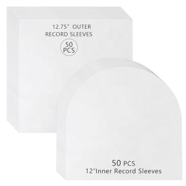 Imagem de Klmnop 50 peças de mangas internas de disco de vinil e 50 peças de mangas externas de disco de vinil, antiestático de 3 mm de espessura, protetor de disco de vinil LP para discos de vinil