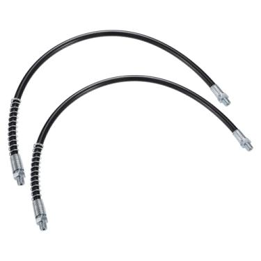 Imagem de VekAuto 2 peças de mangueira flexível para pistola de graxa NPT de 20 polegadas 1/20.3 cm, extensão de mangueira de graxa flexível de reboque antiderrapante universal para carro durável metal preto