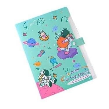 Imagem de Pasta Organizadora Sanfonada A4 - Porta Documentos Astronauta Kawaii (Verde)