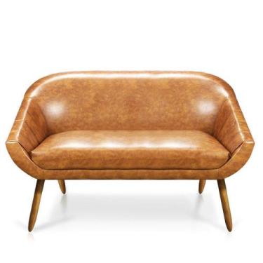 Imagem de Namoradeira Giovana 02 Lugares Corano Nozes Pés Palito Castanho - DROS