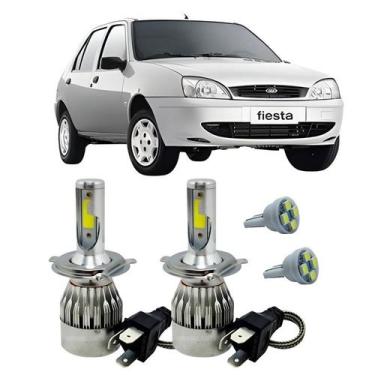 Imagem de Kit Super Led H4 6000K Farol Auto Baixo Fiesta 2002/06 + T10 - Autovex