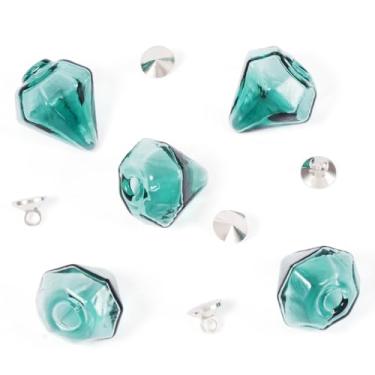 Imagem de Spritewelry 5 pingentes de garrafa de vidro de diamante, mini pingentes vazios de garrafa de desejos, pingentes minúsculos com fecho de tampa, para decoração de brincos, colares, pendurar, Vidro, Sem