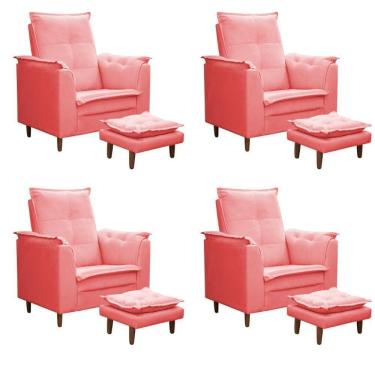 Imagem de Kit 04 Poltronas Maria Para Amamentação E Descanso Com Puff Confortável Suede Rose Mabe Magazine