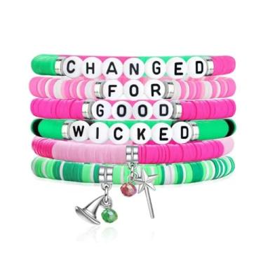 Imagem de Lssfadccx 6 peças/conjunto de pulseiras coloridas da amizade, pulseiras elásticas personalizadas com letras coloridas multicamadas, acessórios de mão, One Size, Miçangas, Zircônia cúbica