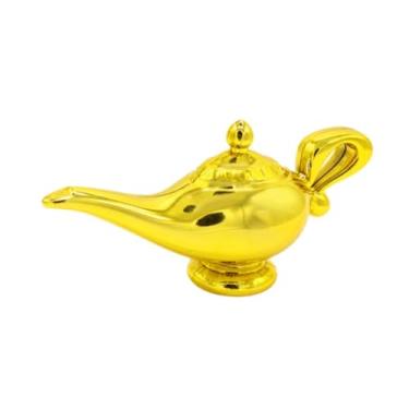 Imagem de WeiLaiKeQi Foto de ornamento de lâmpada genie suportes delicados suprimentos de festas de aniversário gênio decoração de mesa de brinquedo leve para sala de, Ouro