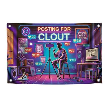Imagem de Bandeira interessante de poliéster de 9,5 x 1,5 m com 4 ilhós de latão - Banner personalizado para quarto com imagem de mídia social - Pôster colorido brilhante para decoração de quarto - Bandeira