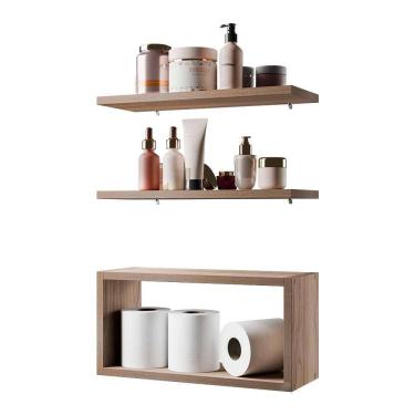 Imagem de Kit Prateleira Nicho Bruges para Banheiro Freijó 40 x 12cm