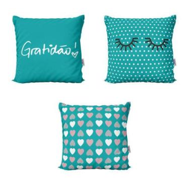Imagem de Almofadas Decorativas Azul Turquesa Cílios Para Sofá 40X40 - Novadecor
