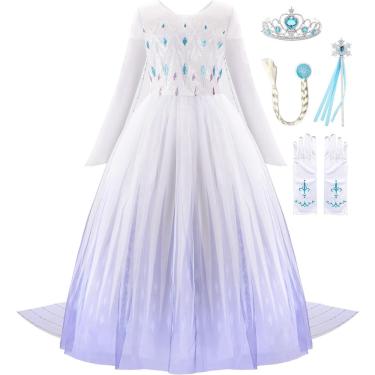 Imagem de Vestido de festa de neve com fantasia de princesa para meninas com capa