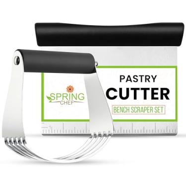 Imagem de Spring Chef Ferramenta Multiuso para Massa: Cortador de Massa, Raspador de Bancada e Liquidificador de Massa em Aço Inoxidável Prata e Preto