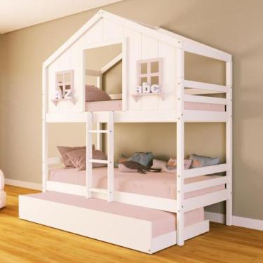 Imagem de Treliche Casinha dos Sonhos Madeira Maciça Branco/ Rosa Housin