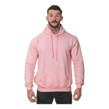 Imagem de Moletom Liso Blusa De Frio Masculino Com Capuz - Hs, Rosa, G