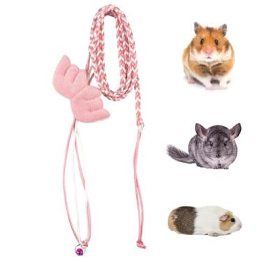 Imagem de Conjunto de arnês e coleira para hamster – Lindo colete de animais pequenos à prova de fuga com sino, coleira de hamster de nylon confortável para coelhos anões, porquinhos-da-índia, ouriços (asas