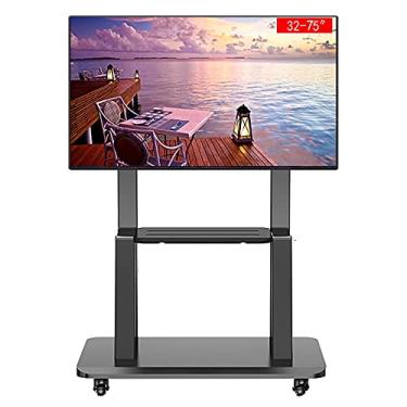 Imagem de WYUYIWH Suporte universal para TV, carrinho de TV móvel com rodas para TV de 32 a 75 polegadas, suporte de TV resistente com altura ajustável, suporte para exibição de TV no chão escola/casa