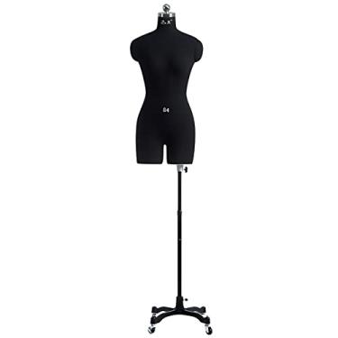 Imagem de CUTPOIY Manequim de costura feminino plus size, modelo de alfaiate portátil de meia escala, altura ajustável de 99-123 cm, para projetos de costura/fotografia, rotação de 360° (preto nº 86)