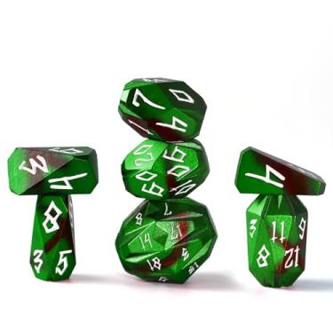 Imagem de FONVGOGO Metal DND Dice for Dungeons and Dragon, Metal Dice Set D and D with Cardboard Box Unique Cool RPG Polyhedral Dice for Role Playing Tabletop Games Gifts (Black Green)