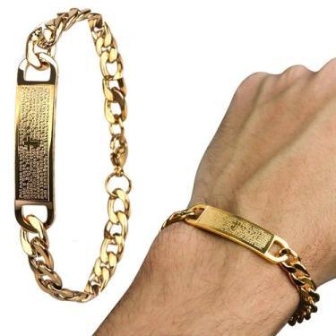 Imagem de pulseira masculina ouro banhada moda masculina ajustavel original esti