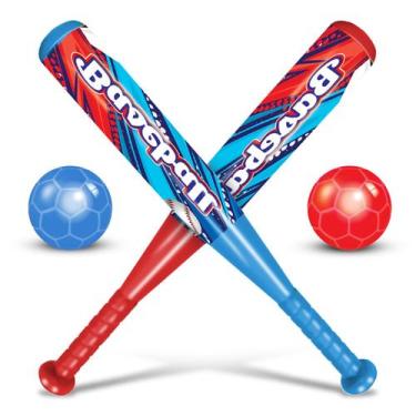 Imagem de Brinquedo Educativo Jogo Esporte Baseball Kit 2 Taco e 2 Bolinha Em Vi