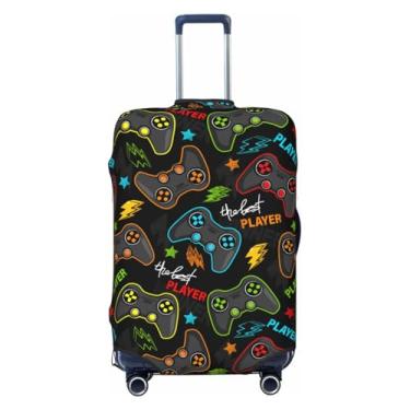 Imagem de Lukbfall Slogans de jogos e gamepads capas de mala de viagem elásticas laváveis com tema de controle de videogame protetor de bagagem de viagem capa protetora para crianças e adultos,, Jogo nº 02, XL