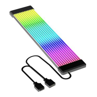 Imagem de Cabo da Placa -mãe Argb, RGB 5V 3 Pinos Cabo de Extensão de Sincronização de Silicone Flexível para PC GPU CPU Com 120 Contas de LED, Compatíveis (X8 plano (para um cabo único ou