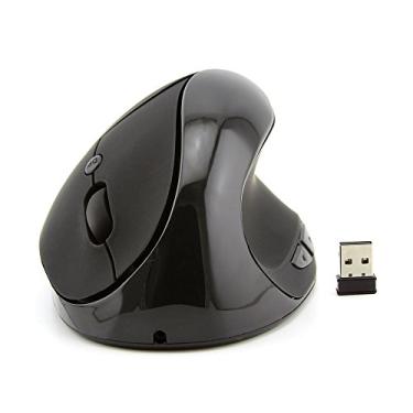 Imagem de Mouse vertical sem fio de 2,4 G com receptor USB, design vertical ergonômico, mouse vertical portátil silencioso recarregável para laptop, PC, computador, desktop, notebook, etc. (preto)