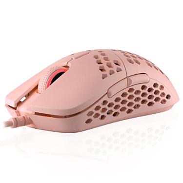 Imagem de Mouse para jogos HK Gaming Mira S ultra leve com fio de colmeia – 6 botões – 61 g, Rose Quartz, Up to 12000 cpi