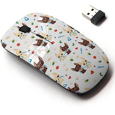 Imagem de Mouse sem fio 2,4 G com design de padrão fofo para todos os laptops e desktops com nano receptor - Chihuahua Dog Two Puppies