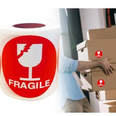 Imagem de Adesivos frágeis alça com cuidado não caem adesivos para embalagem/envio, adesivos de 3 polegadas 300 peças