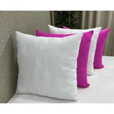 Imagem de Kit com 4 Capas de Almofada Decorativas Micro Percal 400 fios Sala Sofá Coloridas (Pink/Branca)