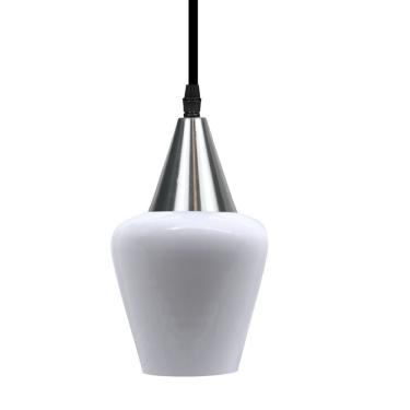Imagem de Lustre Pendente Taschibra Monalisa Pp Branco Leitoso E27 Bivolt Prata