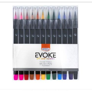 Imagem de Marcador Artístico Brush Pen Aquarelável 12 Cores - Brw
