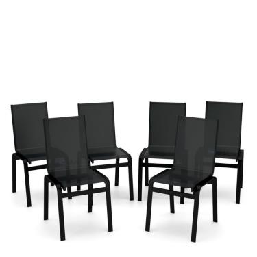 Imagem de Kit 6 Cadeiras Jantar Gourmet Alumínio Preto Tela Preto