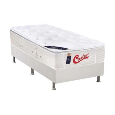 Imagem de Cama Box Solteiro: Colchão Molas Pocket Ensacadas Castor Gold Star Vitagel Slx + Base White(88X188)