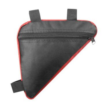 Imagem de Deevoka Bolsa para Quadro de Bicicleta, Modelo Triangular, Compartimento Impermeável, para Tubo Dianteiro, Preto Vermelho