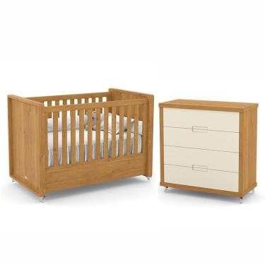 Imagem de Jogo de Quarto Infantil Tutto New com Berço e Cômoda 4 Gavetas - Matic Móveis Freijó/Off White