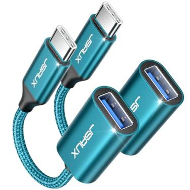 Imagem de JSAUX Adaptador Usb C Para 3.0 [Pacote Com 2], Cabo Otg Macho Fêmea Compatível com Macbook Pro/Air, Iphone 16 Pro Max/16 Plus/16E/15, Samsung Galaxy S25/S24/S23 - Verde
