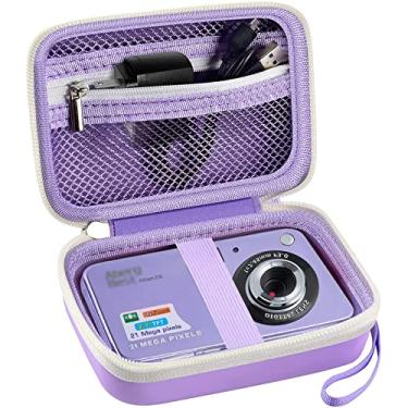 Imagem de GWCASE Capa Para Câmera Digital Compatível Com Camkory/Yisence/Vahoiald/Kodak Pixpro/Canon Powershot Elph 180/190/Sony Dscw800/Dscw830, Cartão Sd E Cabo Infantil - Roxo