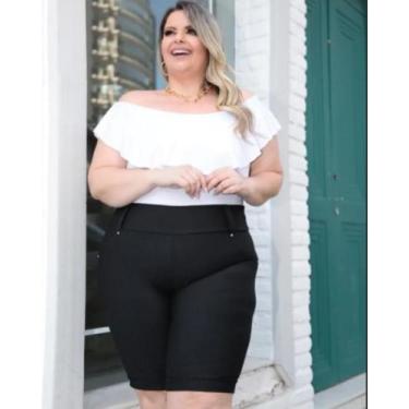 Imagem de 5 Bermudas Plus Size Modeladora Cotton Jeans Cós Alto 46/56 - LM Plus 