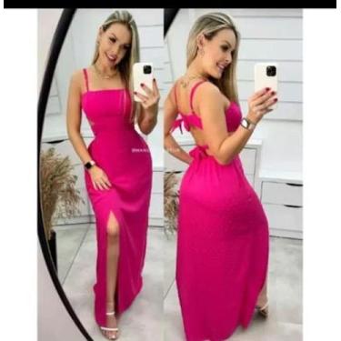 Imagem de Vestido feminino longo vazado nas laterais na cor rosa no tamanho M - 