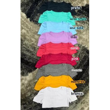 Imagem de Blusa feminina manga princesa bufante curta malha canelada gola rasa -